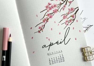 April bullet journal theme with cry blossom